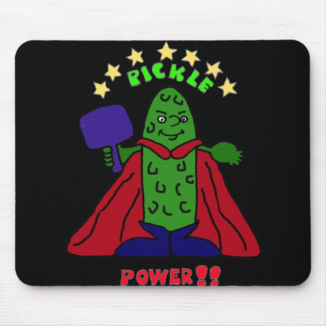 XX- Pickle Power Superhero Pickleball Cartoon Mouse Mat (Front)