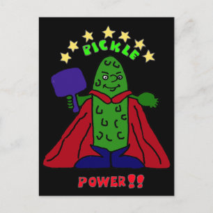 XX- Pickle Power Superhero Pickleball Cartoon Postcard