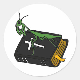 XX- Praying Mantis on a Bible Classic Round Sticker