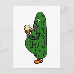 XX- Pregnant Pickle Eating Ice Cream Cartoon Postcard