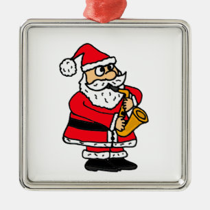 XX- Santa Claus Playing Saxophone Christmas Metal Tree Decoration