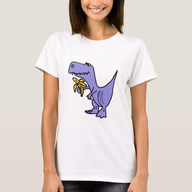 XX- T-Rex Dinosaur Eating Banana Cartoon T-Shirt (Front)