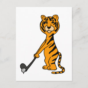 XX- Tiger Playing Golf Cartoon Postcard