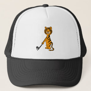 XX- Tiger Playing Golf Cartoon Trucker Hat