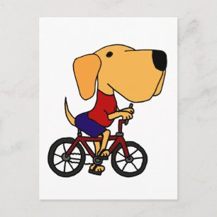 XX- Yellow Labrador Dog Riding Bicycle Cartoon Postcard