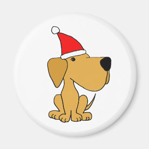 XX- Yellow Labrador Retriever Wearing Santa Hat Magnet