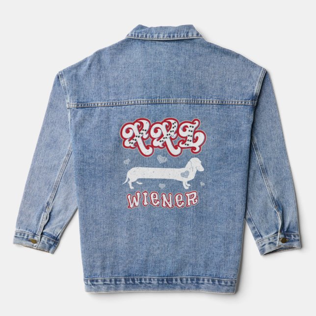 XXL Wiener  Roxie Dog Dachshund Humour  Denim Jacket (Back)
