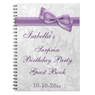 XXth SURPRISE Birthday Party Damask and Bow Notebook