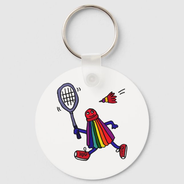 XY- Funny Badminton Birdie Cartoon Key Ring (Front)