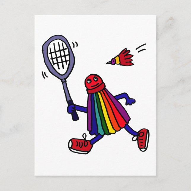 XY- Funny Badminton Birdie Cartoon Postcard (Front)