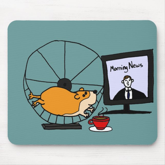 XY- Funny Hamster on an Exercise Wheel Satire Mouse Mat (Front)