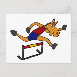 XY- Funny Horse Jumping Over Hurdles Cartoon Postcard