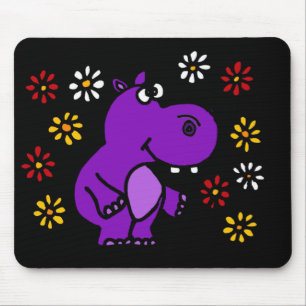 XY- Purple Hippo and Daisies Art Mouse Mat