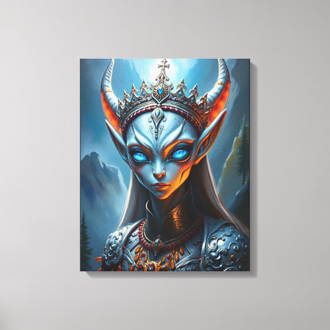 Xylanthia the Horned Oracle - Epic Elven Fantasy Canvas Print (Front)