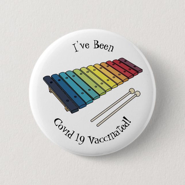 Xylophone cartoon illustration 6 cm round badge (Front)
