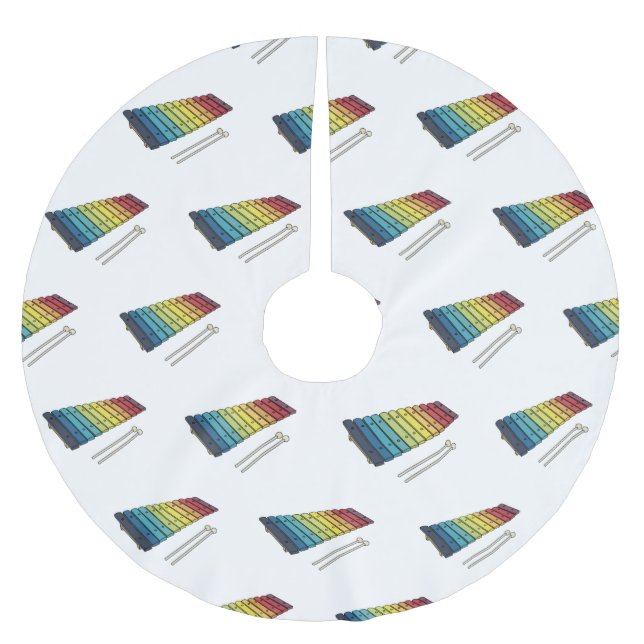 Xylophone cartoon illustration brushed polyester tree skirt (Front)