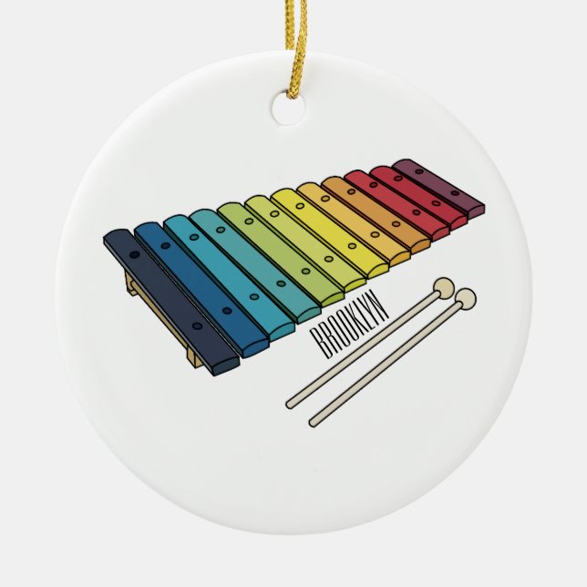 Xylophone cartoon illustration ceramic tree decoration (Front)