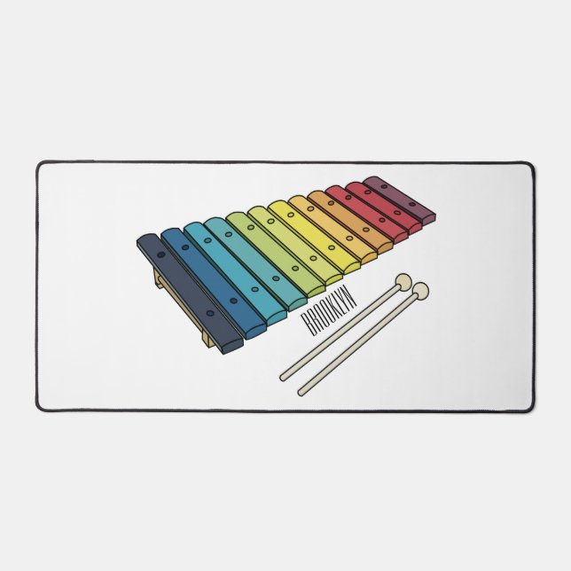 Xylophone cartoon illustration desk mat (Front)