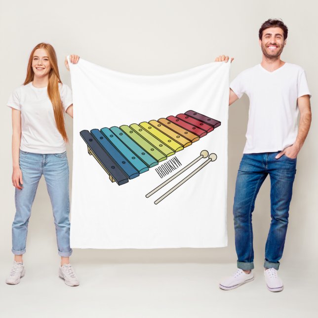 Xylophone cartoon illustration fleece blanket (In Situ)
