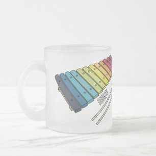 Xylophone cartoon illustration frosted glass coffee mug