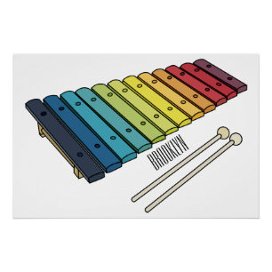 Xylophone cartoon illustration poster