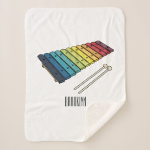 Xylophone cartoon illustration sherpa blanket