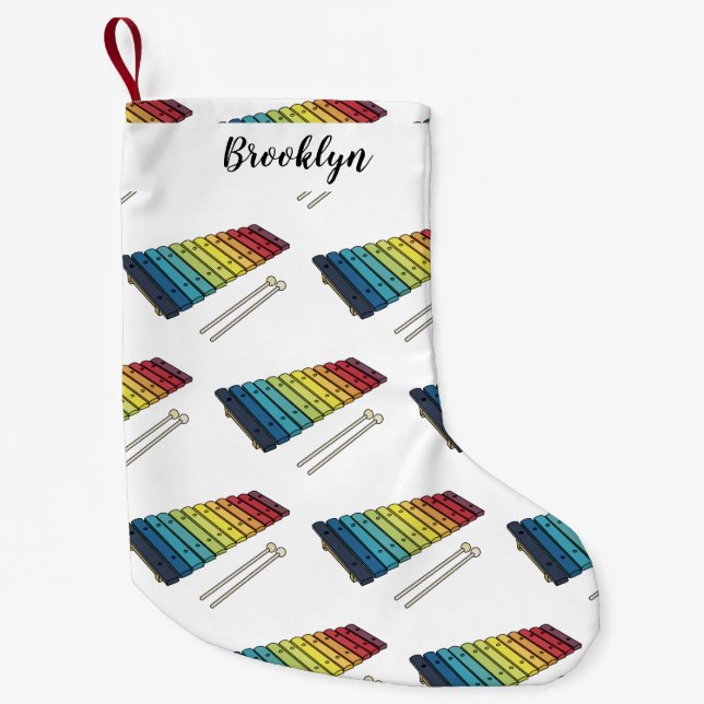Xylophone cartoon illustration small christmas stocking (Front)