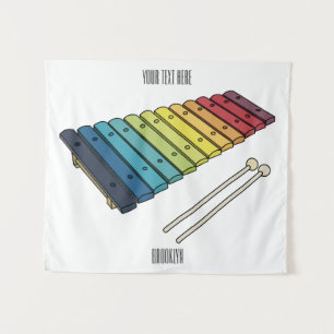 Xylophone cartoon illustration tapestry
