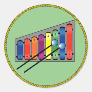 Xylophone, colourful design classic round sticker