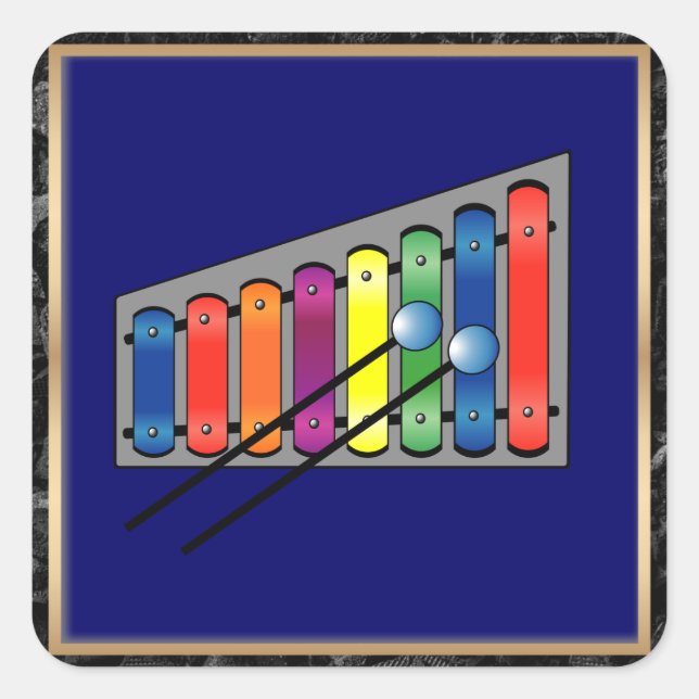 Xylophone design square sticker (Front)