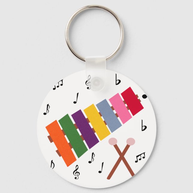 Xylophone Multicolored Musical Instrument Cartoon Key Ring (Front)