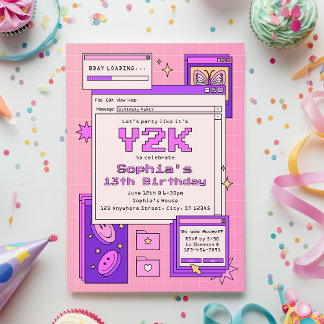 Y2K 2000s Retro Computer Interface Birthday Party Invitation