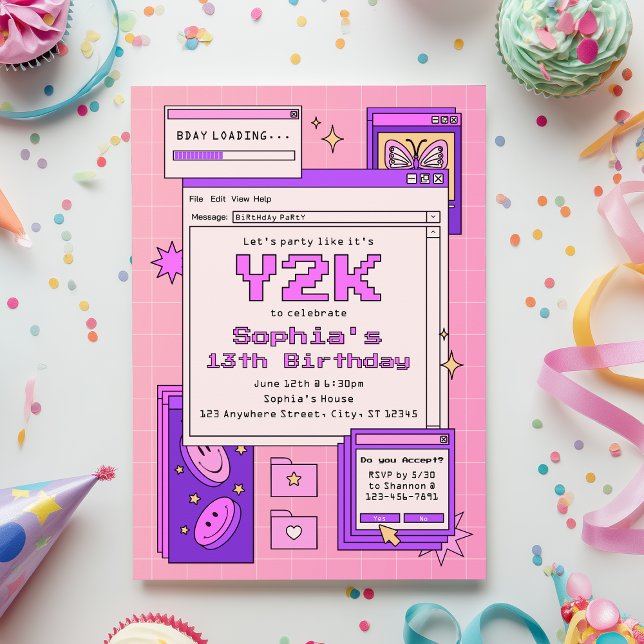Y2K 2000s Retro Computer Interface Birthday Party Invitation (Creator Uploaded)