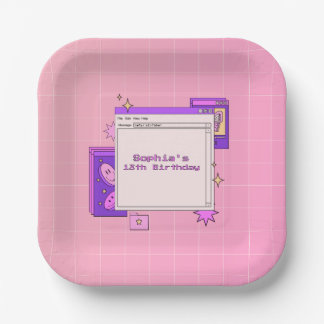 Y2K 2000s Retro Computer Interface Birthday Party Paper Plate