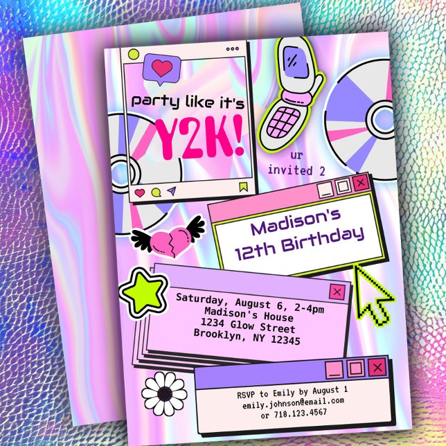 Y2K 2000's Theme Birthday Party Invitation (Creator Uploaded)