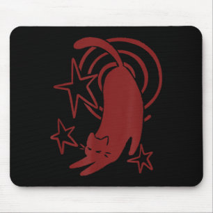 Y2K 90s Cute Sleepy Tomcat Cat Stretching Under Mouse Mat