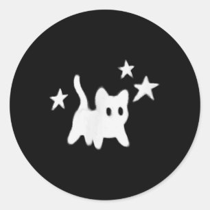 Y2k 90s Scary Tomcat Cat Is Scared Under Starry  Classic Round Sticker