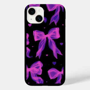 Y2K Aesthetic Purple Bow Ribbon Black iPhone case