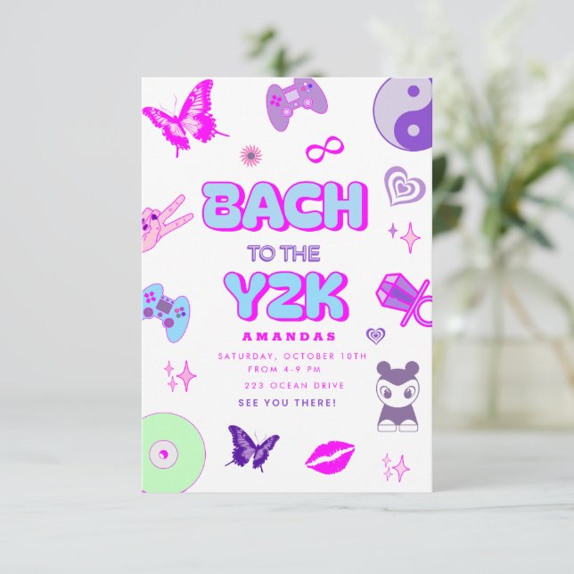 Y2K bachelorette party Invitation (Standing Front)