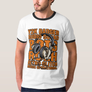 Y2K Badger Audio Squad Retro Glitch T-Shirt