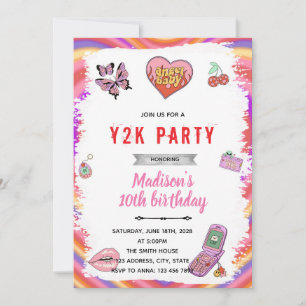 Y2K birthday party invitation