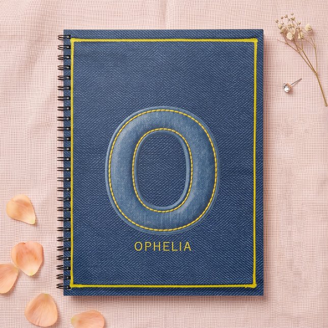 Y2K Blue Denim Yellow Stitch Letter O Monogram Notebook (Creator Uploaded)
