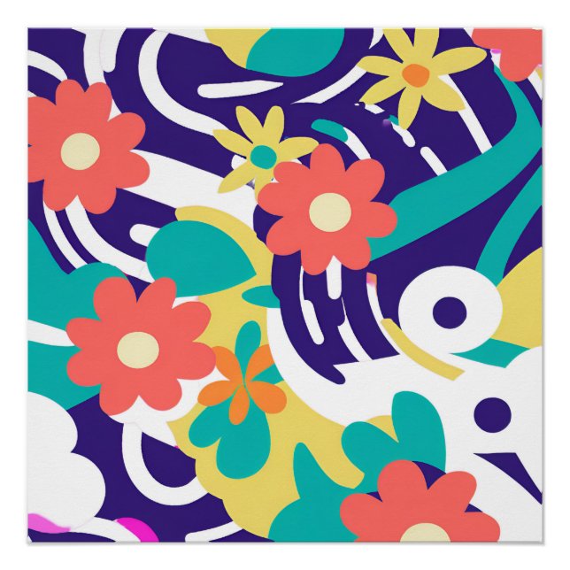 Y2K Bold Wildflower Vibrant Nostalgic Spring Art Poster (Front)