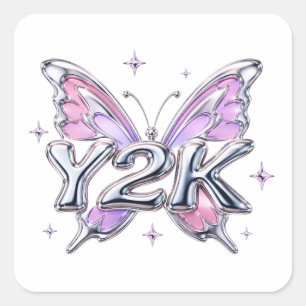 Y2K Chrome Butterfly Sticker Art