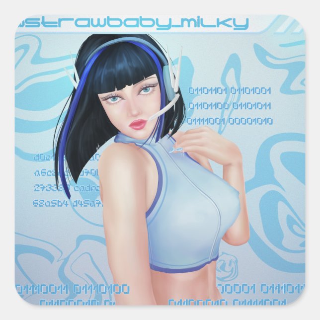 Y2K Cyber Girl Square Sticker (Front)