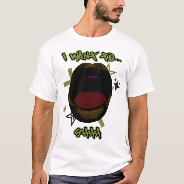 Y2K Design With Mouth - I want to... T-Shirt (Front)