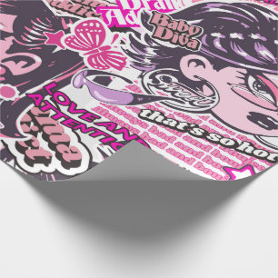 Y2K Drama Addict Collage Wrapping Paper