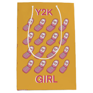Y2K Flip Phones Heart Pattern  Medium Gift Bag