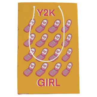 Y2K Flip Phones Heart Pattern  Medium Gift Bag