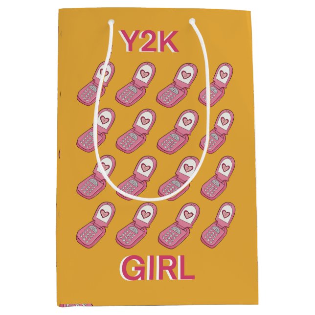 Y2K Flip Phones Heart Pattern  Medium Gift Bag (Front)